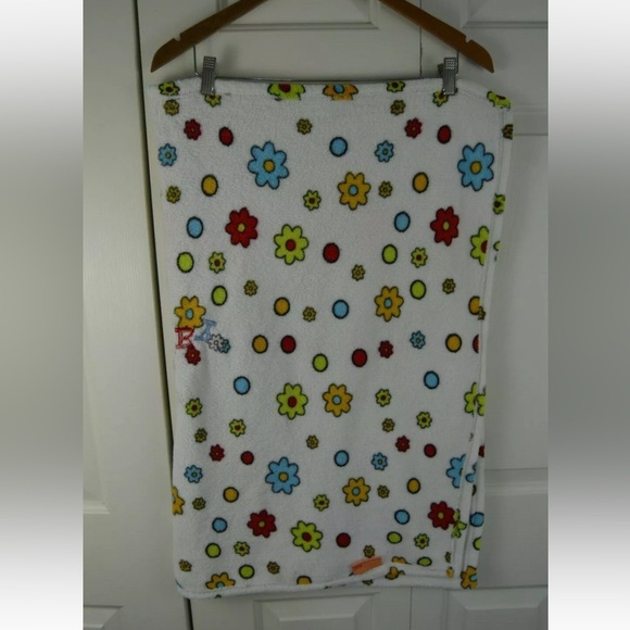 Northpoint Alligator Baby Blanket White Green Orange Flowers Polka Dots Circles - Picture 5 of 6